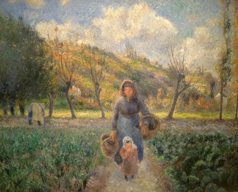 Chłopka i dziecko wracający z pól, Auvers-sur-Oise - Camille Pissarro