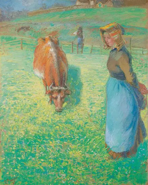 Chłopka pilnująca krowy, Osny - Camille Pissarro