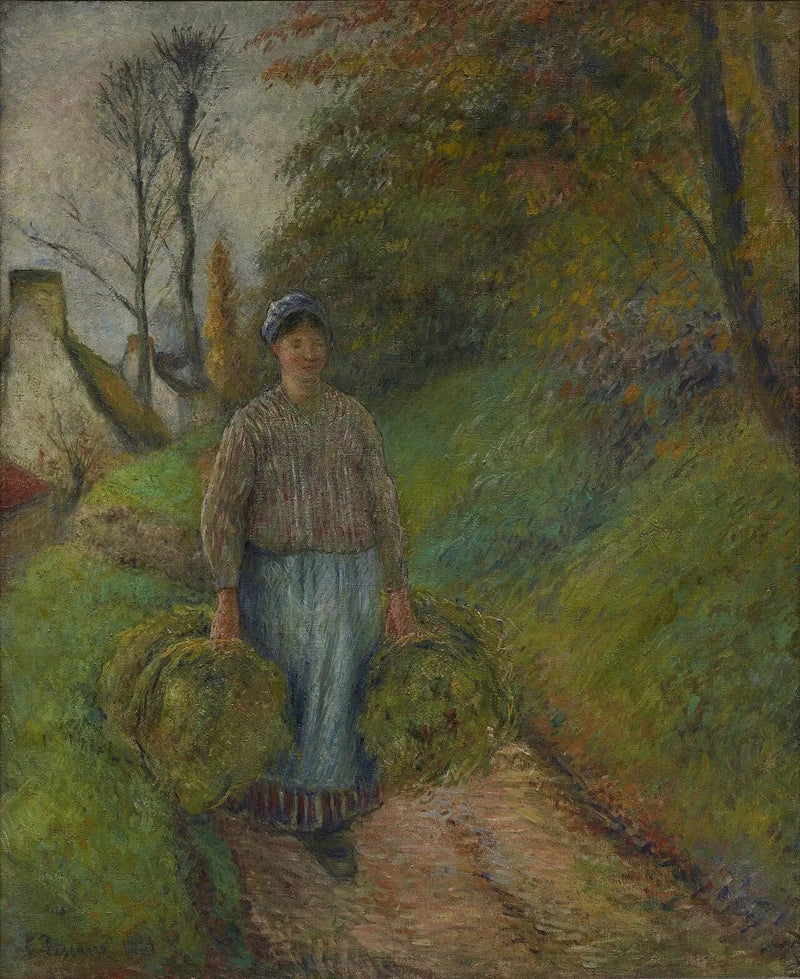 Chłopka niosąca dwa baloty siana - Camille Pissarro