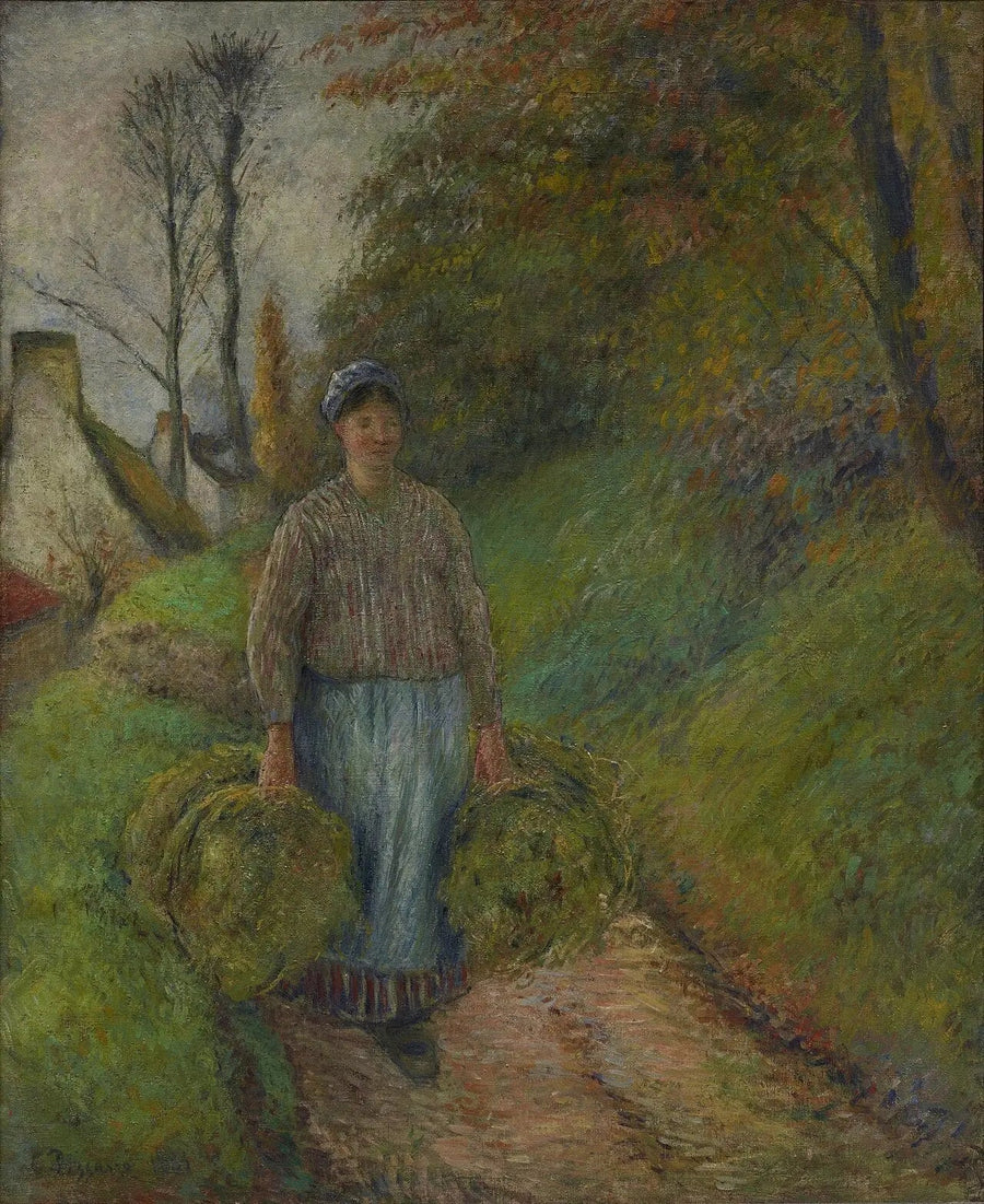 Chłopka niosąca dwa baloty siana - Camille Pissarro