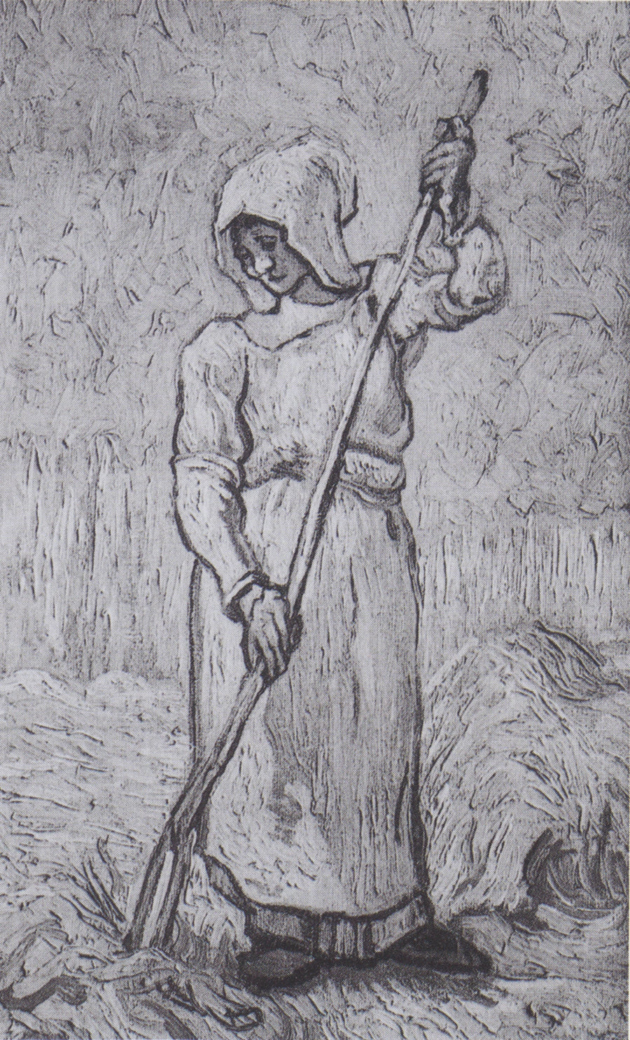 Chłopka z grabiami (według Milleta) - Vincent van Gogh