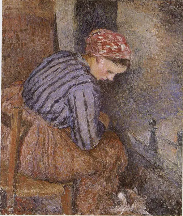 Chłopka ogrzewająca się - Camille Pissarro