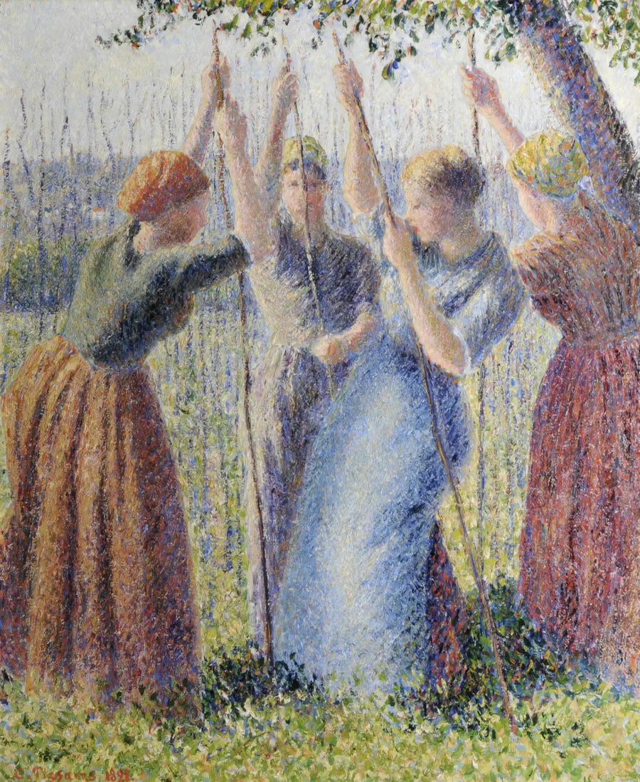 Chłopki sadzące łodygi - Camille Pissarro
