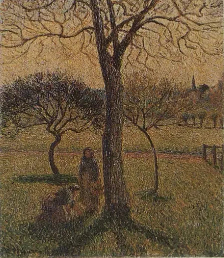 Chłopki przy orzechu - Camille Pissarro