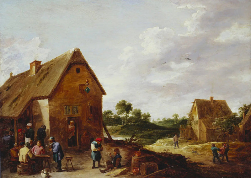 Chłopi przed wiejską karczmą - David Teniers młodszy