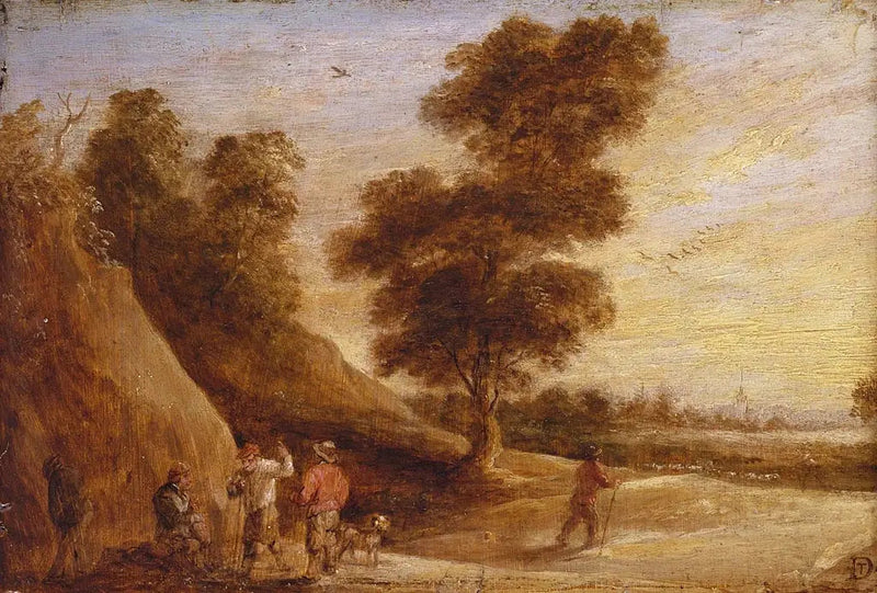 Chłopi dyskutujący w krajobrazie - David Teniers Młodszy