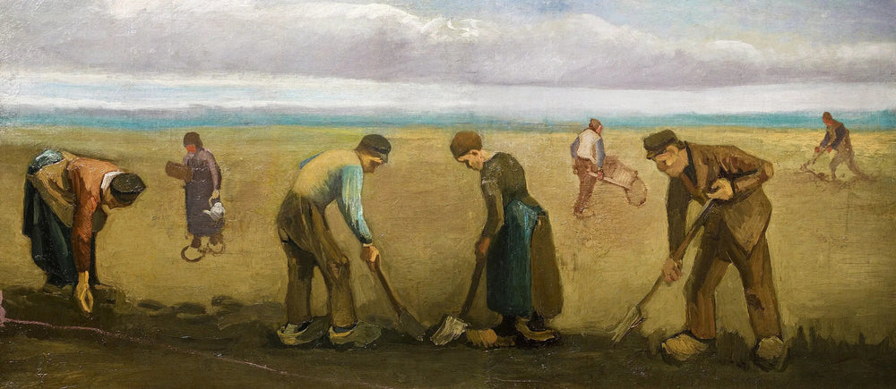 Reproduction du tableau « Paysans plantant des pommes de terre - Vincent van Gogh » par Alpha Reproduction en peinture à l’huile