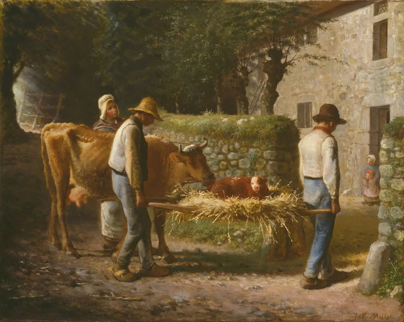 Chłopi przywożą do domu cielę urodzone na polu - Jean-François Millet