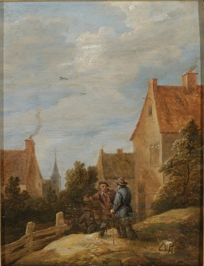Chłopi na drodze w wiosce - David Teniers młodszy