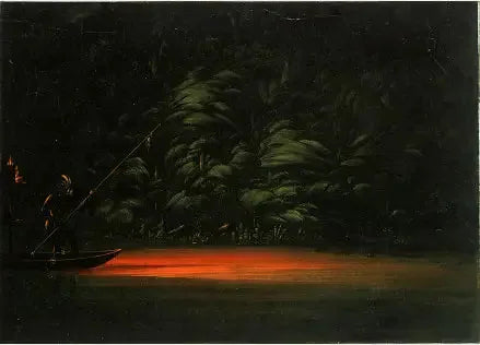 Połów pochodniami na Amazonce - George Catlin