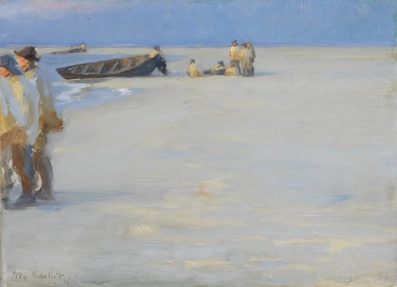 Rybacy na północnym plaży w Skagen. Letni wieczór. - Peder Severin Krøyer