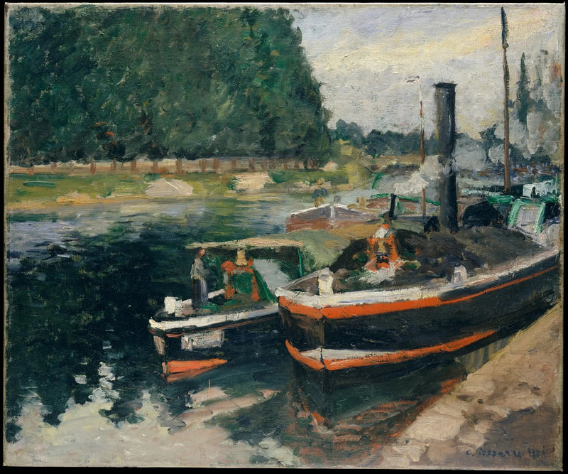 Barki w Pontoise - Camille Pissarro