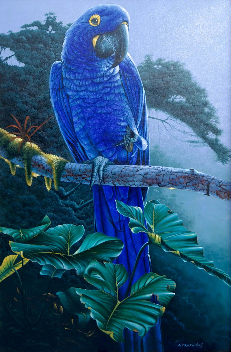Niebieski Papuga w Dżungli | 60x90cm