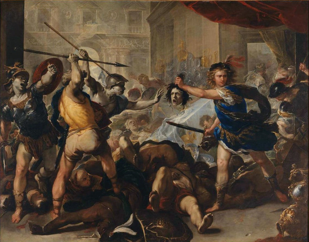 Persée changea Phinée et ses compagnons en pierre - Luca Giordano - Alpha Reproduction