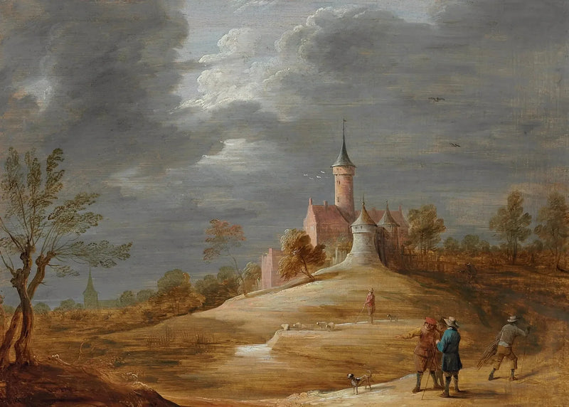 Postacie na krajobrazie z zamkiem w tle - David Teniers Młodszy