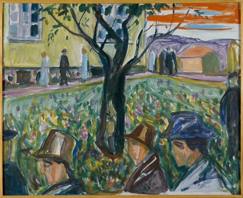 Ludzie spacerujący po ogrodzie - Edvard Munch