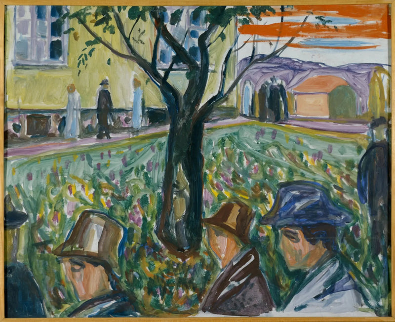 Ludzie spacerujący po ogrodzie - Edvard Munch