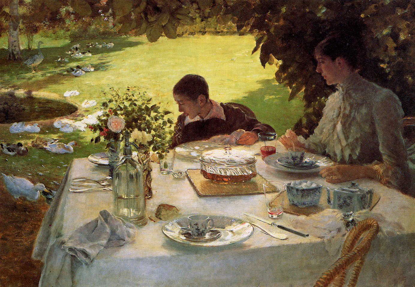 Petit-déjeuner dans le jardin - Giuseppe De Nittis image 1 reproduction artisanale de tableau
