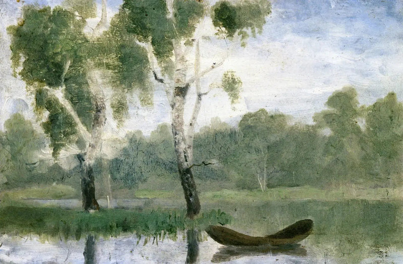Małe jezioro z łodzią - Edvard Munch