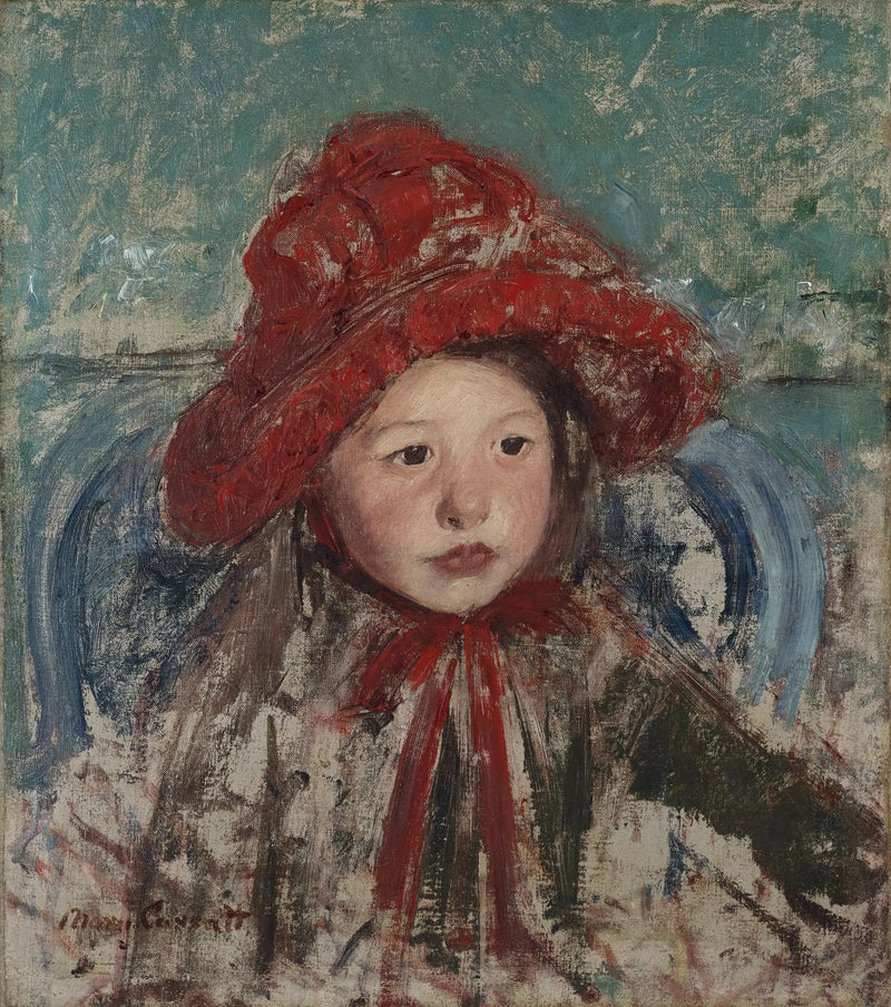 Mała dziewczynka w dużym czerwonym kapeluszu - Mary Cassatt