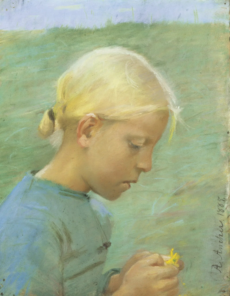 Mała dziewczynka z kwiatkiem - Anna Ancher