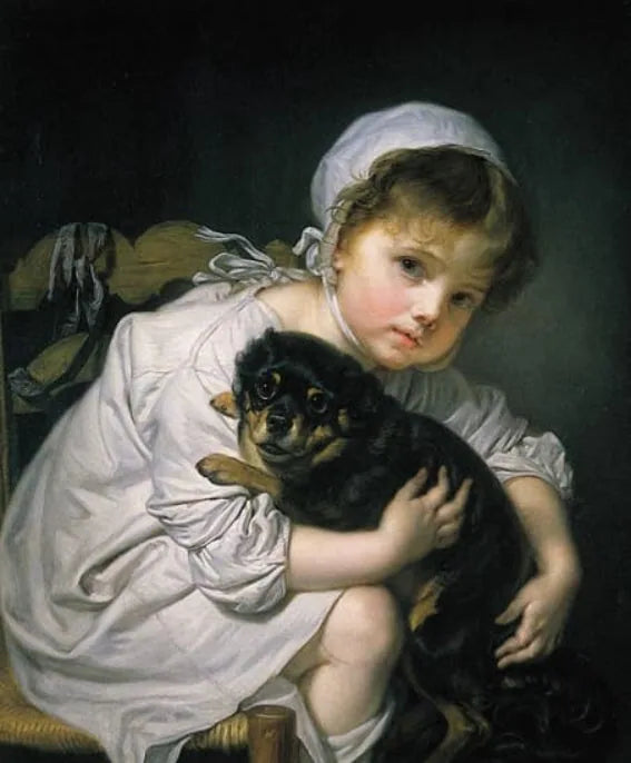 Mała dziewczynka i jej pies - Jean-Baptiste Greuze