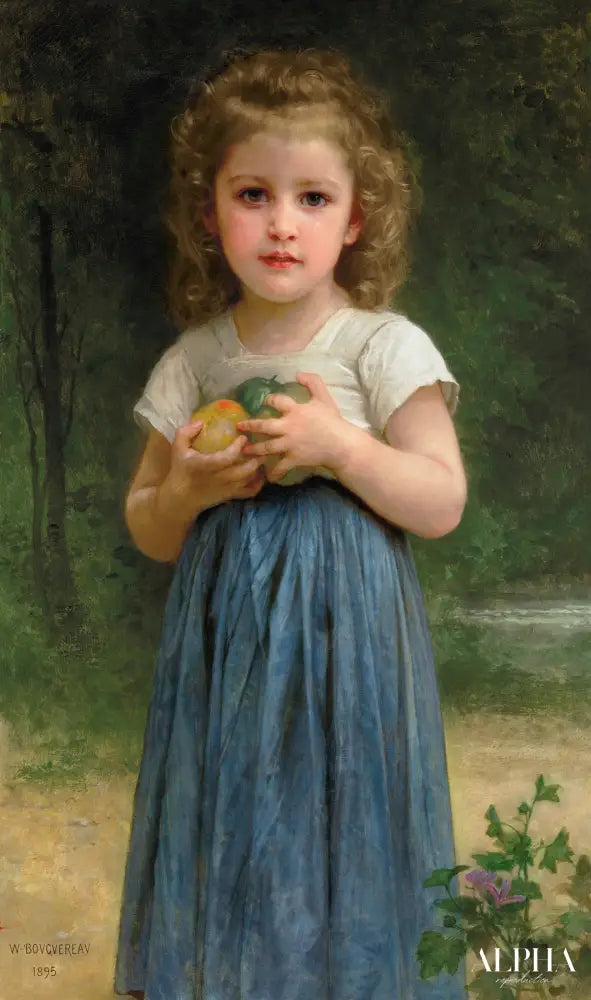 Petite fille tenant des pommes dans les mains - William-Adolphe Bouguereau Reproductions de tableaux à la peinture à