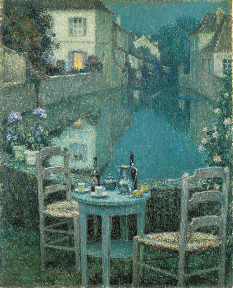 Mały stół w zmierzchu wieczoru - Henri Le Sidaner