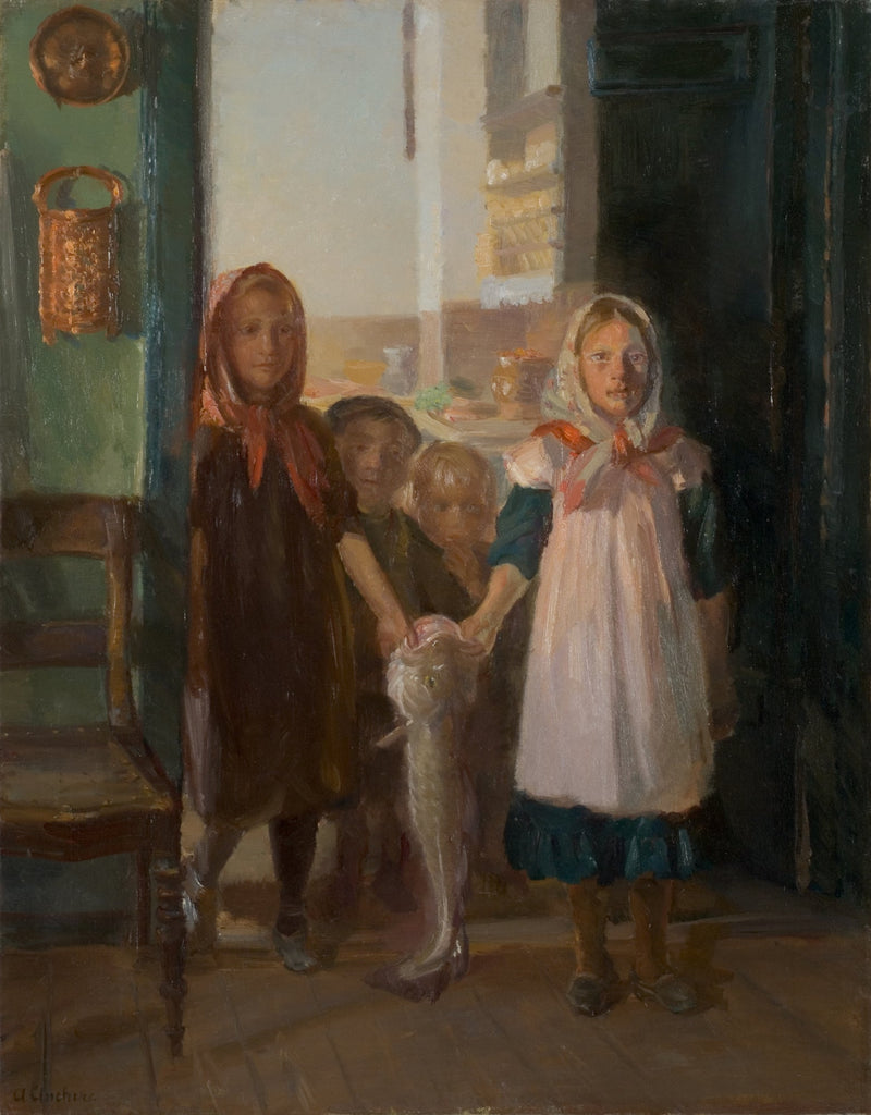 Małe dziewczynki z dorszem - Anna Ancher