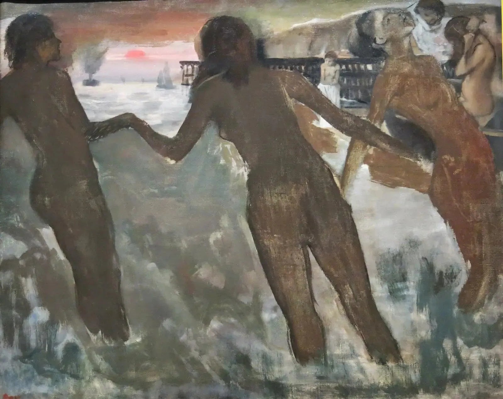 Petites paysannes se lavant à la mer vers le soir - Edgar Degas image 1 copie de tableau peinte à la main