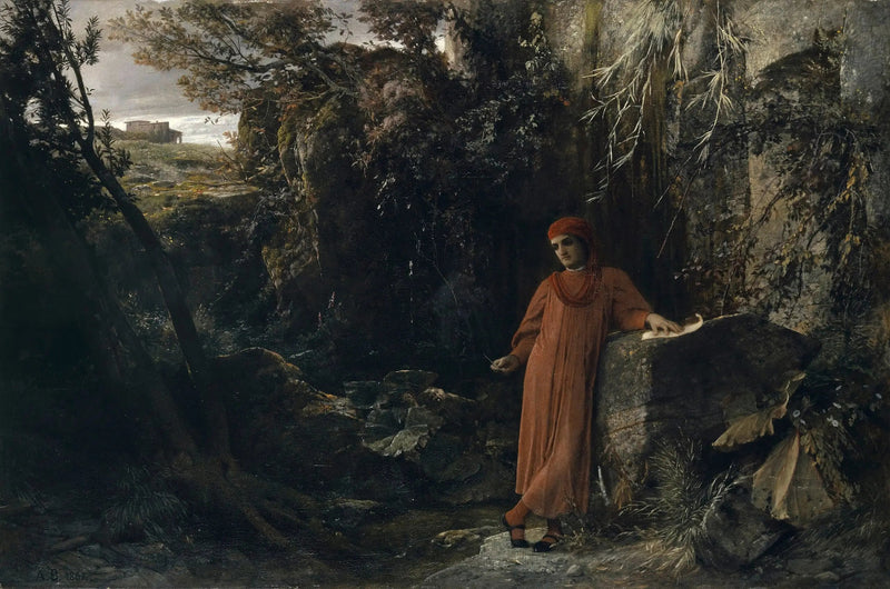  Petrarka przy fontannie Vaucluse - Arnold Böcklin