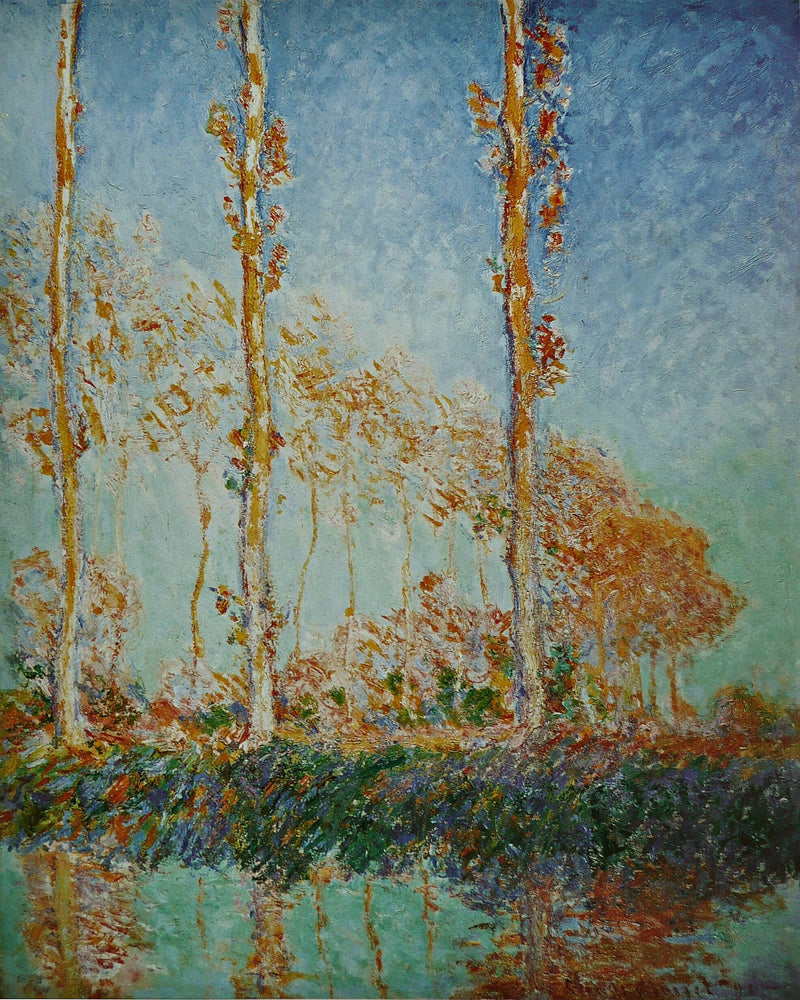 Les Peupliers, trzy różowe drzewa, jesień W1307 - Claude Monet