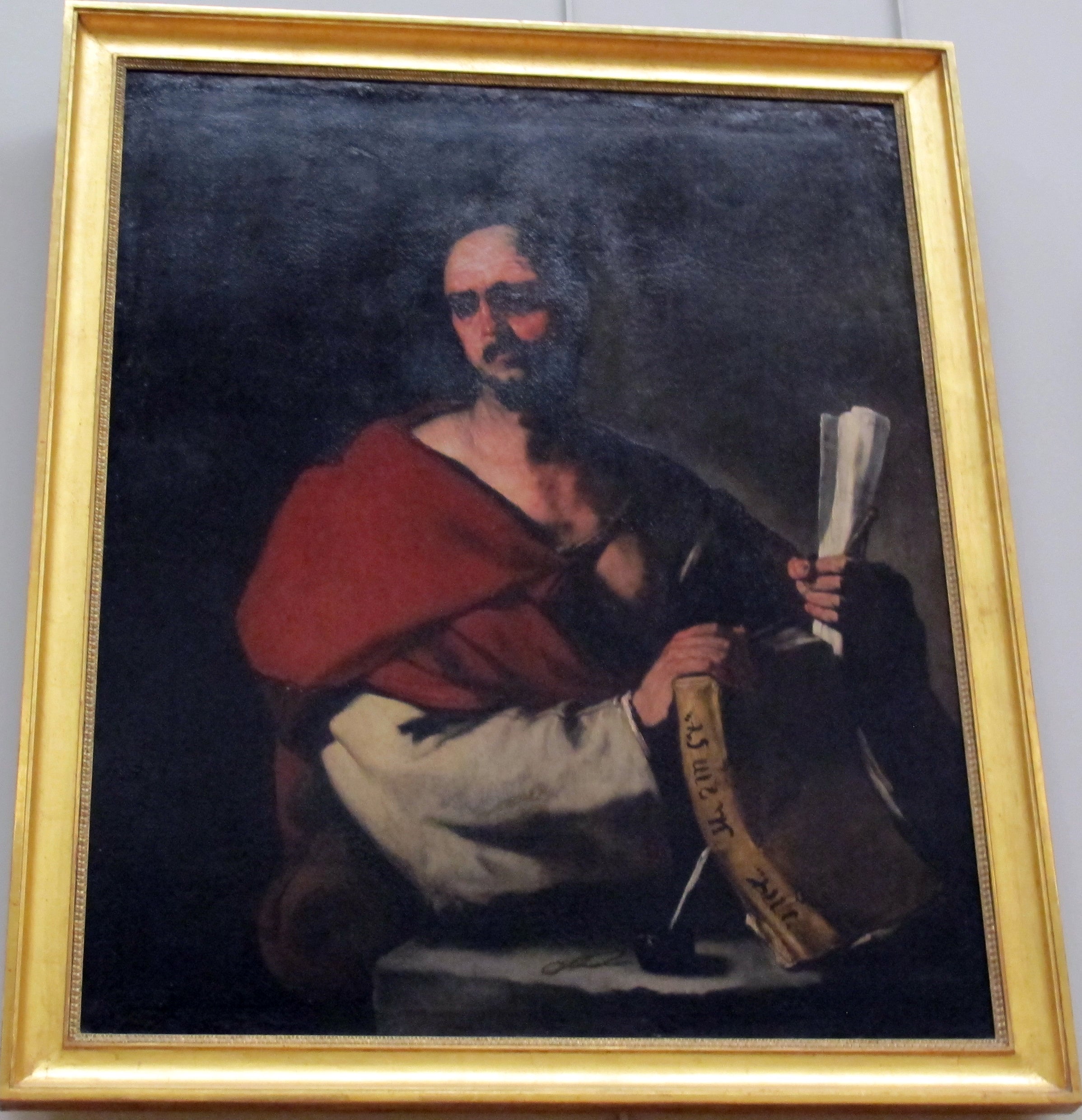 Philosophe tenant un livre et un rouleau de papier - Luca Giordano - Alpha Reproduction