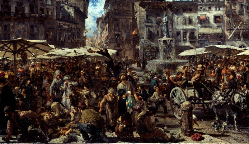 Piazza d'Erbe we Weronie - Adolph von Menzel