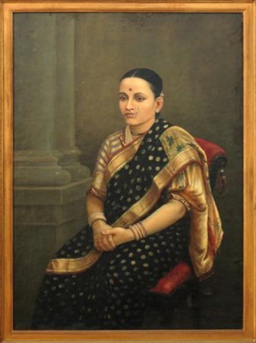 Portrait de femme, Raja Ravi Varma, Date non précisée par la NGMA, huile sur toile