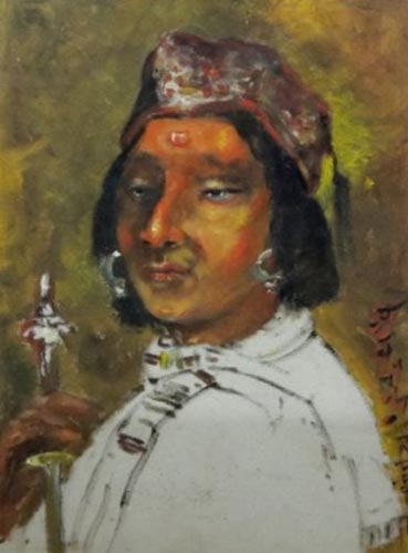 Wine, Woman and War, Abanindranath Tagore, Date non précisée par la NGMA, huile sur papier