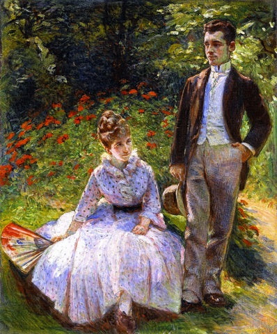 Pierre i jej ciocia Louise w ogrodzie - Marie Bracquemond