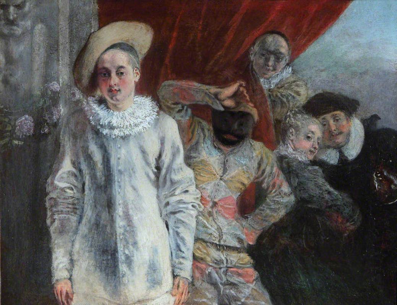 Pierrot, Arlekin i Scapin - Antoine Watteau