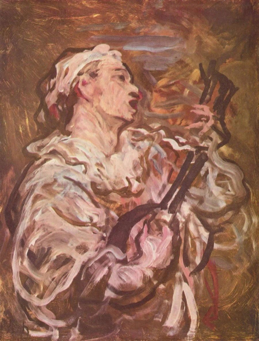 Pierrot gra na mandolinie - Honoré Daumier
