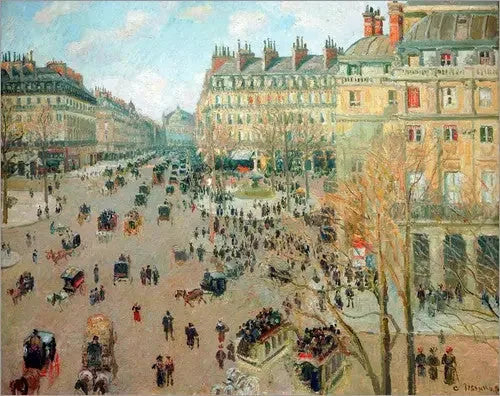 Plac Teatralny i Aleja Opery, zimowy efekt słońca - Camille Pissarro
