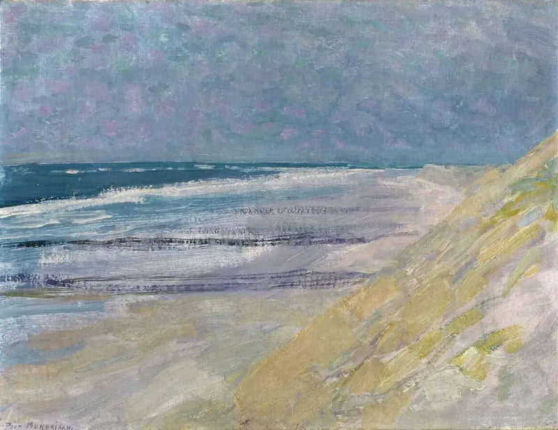 Plaża z trzema lub czterema molo w Domburgu - Piet Mondrian
