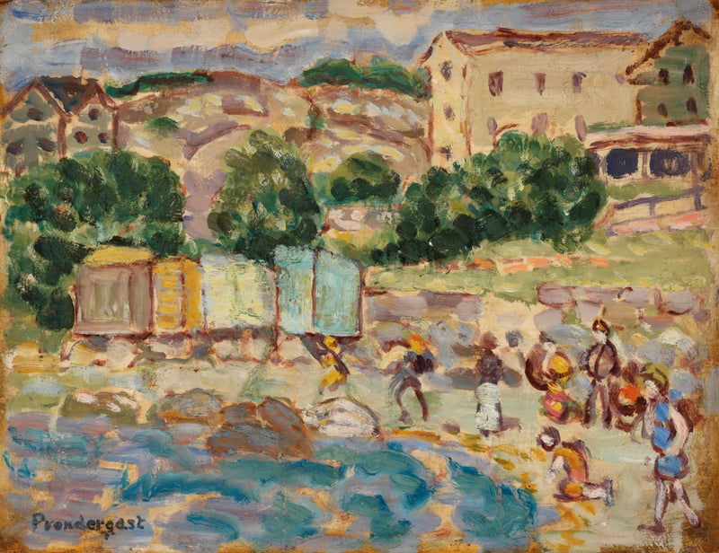 Plaża i wioska - Maurice Prendergast