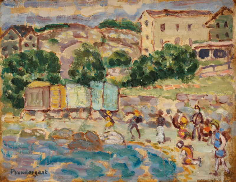 Plaża i wioska - Maurice Prendergast