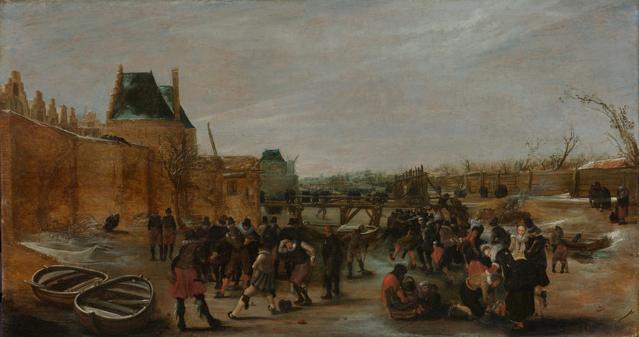 Plaisir de la glace sur un canal de la ville - Artiste inconnu du Rijksmuseum