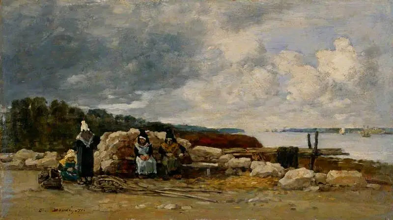 Plougastel: Łowiące krewetki - Eugène Boudin