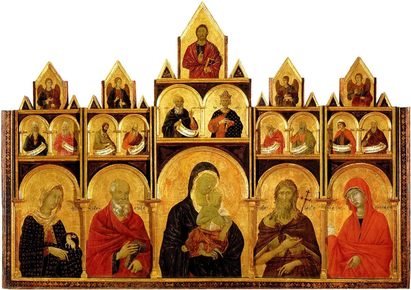 Poliptyk Matki Bożej z Dzieciątkiem i świętymi - Duccio di Buoninsegna