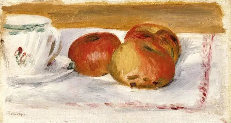 Jabłka i filiżanka herbaty - Pierre-Auguste Renoir