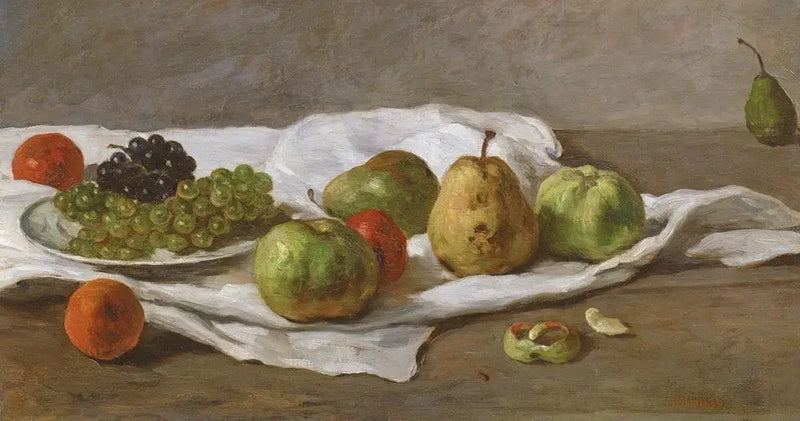 Jabłka, gruszki i winogrona na stole - Gustave Courbet