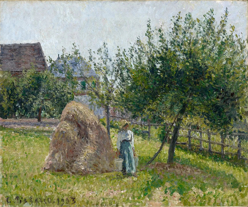 Jabłoń i żarna w Eragny, poranek słońca - Camille Pissarro