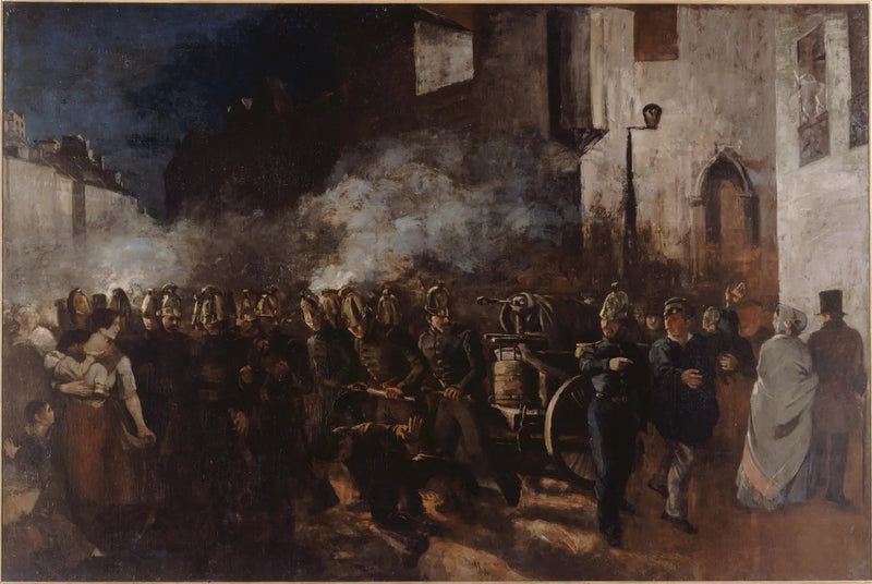 Strażacy gaszący pożar - Gustave Courbet